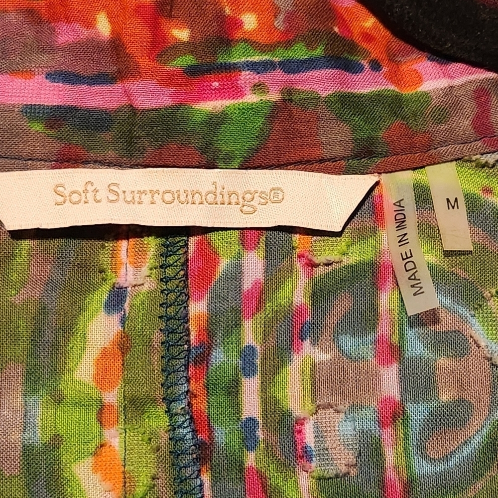 Soft Surroundings Batik Oversized Embroidered V-Neck Long Sleeve Tunic Size M - Picture 7 of 8